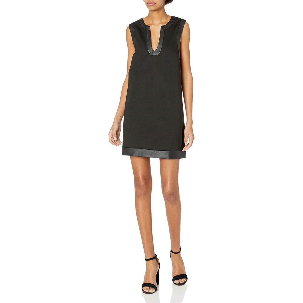 BCBGeneration Women Notched Shift Dress Black Size XS